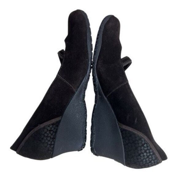 MERRELL PETUNIA Shoes Size 9 Floral Brown Suede Slip On Leather Wedge Heels - Picture 4 of 11